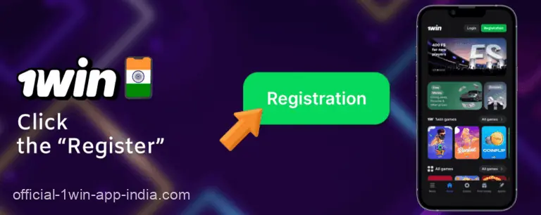 Click the "Register" button in the 1win India app